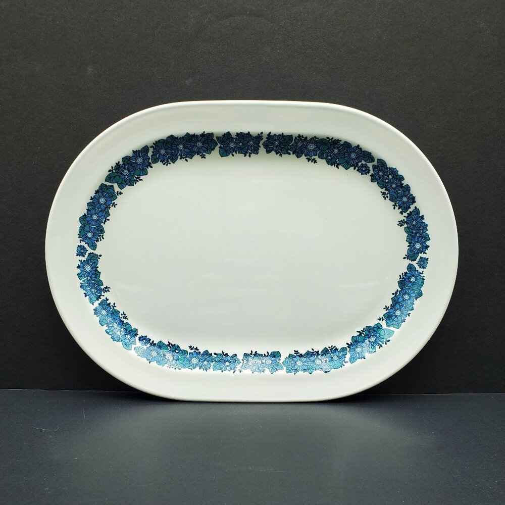 Corning Centura Evening Song Platter Corningware Blue Floral Oval Serving Plate - Picture 2 of 5